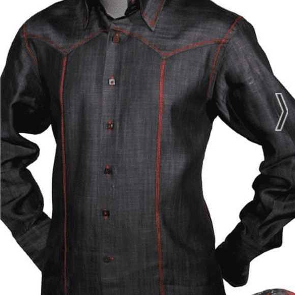 Angelino for Bermuda Other - Vintage “Angelino for Bermuda” Stylish Black Button-Up Shirt with Red Stitching